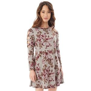Floral print dress with cutout sleeves